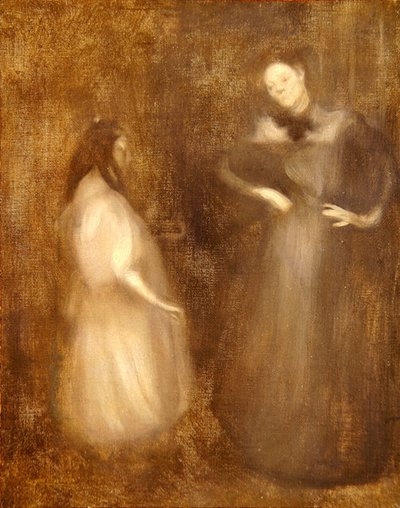 Anya és lánya, hegedűlecke (olaj, vászon) alkotó: Eugène Carrière