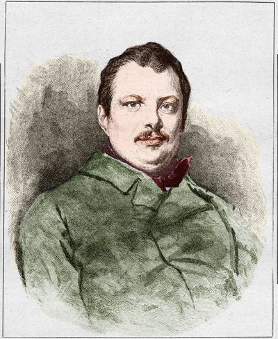 Honore Balzac portréja 1830-ban (1799 - 1850), francia író. Eugene Chiquet metszet. alkotó: Eugene Chiquet