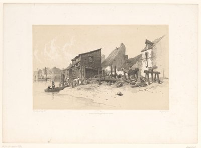 Folyópart házakkal és vízimalommal Festői tájak (sorozat címe) Croquis pittoresques (sorozat címe az objektumon) alkotó: Eugene Ciceri