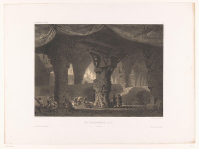 Theaterdecor met catacomben Les catacombes (szerkesztett) (cím az objektumon) Színházi dekorok (sorozat címe) Décorations de théâtre (sorozat címe a tárgyon) alkotó: Eugene Ciceri