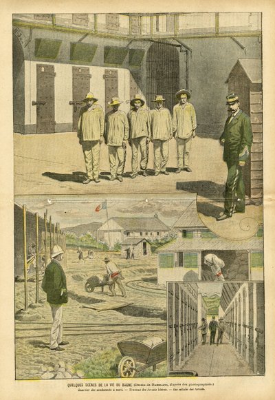 Eugene Damblans (1865-1945) illusztrációja a Le Pelerinben, 05.07. - Néhány jelenet a bagné életéből - Börtönök, Bagnes, Munkaerő - Foglyok, börtönőrök alkotó: Eugene Damblans