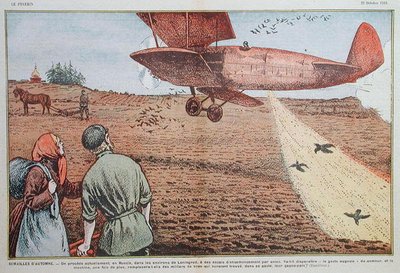 Magvetés egy repülőgépről Szovjet-Oroszországban, illusztráció a „le Pelerin” magazin számára, 1933. október 22. (színes litó) alkotó: Eugene Damblans