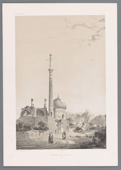 Baba Sukhte mecset a Bagh-e-Ghoushkhane minarettel Iszfahánban Baba-Souctah Ispahan mecset (cím a tárgyon) Perzsa tájak (sorozat címe) Perse modern (sorozat címe) alkotó: Eugene Flandin