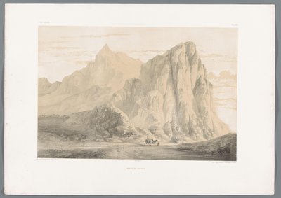 Behistun hegy Iránban Mont Bi Sutoun (cím a tárgyon) Perzsa tájak (sorozat címe) Perse modern (sorozat címe) alkotó: Eugene Flandin