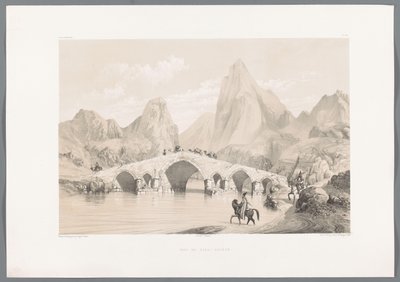 Pol-e Dokhtar híd Pont du Kizil-Hauzen (cím a tárgyon) Perzsa tájak (sorozat címe) Perse modern (sorozat címe) alkotó: Eugene Flandin