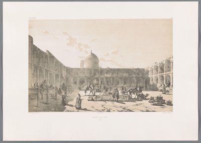 Caravanserai-i-Shah Kazvinban Caravân-Serail-I-Châh (Casbin) (cím az objektumon) Perzsa tájak (sorozat címe) Perse modern (sorozat címe) alkotó: Eugene Flandin