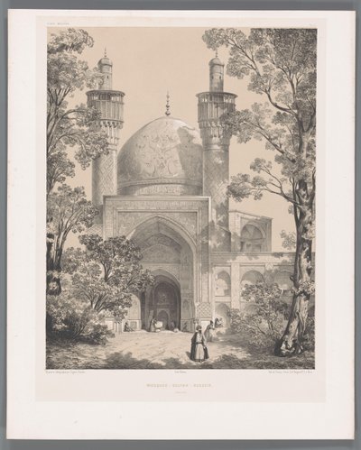 Chahar Bagh iskola Iszfahánban Mecset-Sultan-Hussein Ispahan (cím a tárgyon) Perzsa tájak (sorozat címe) Perse modern (sorozat címe) alkotó: Eugene Flandin
