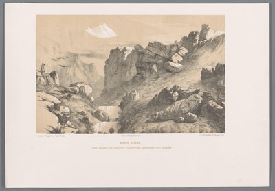 Ganjnameh op de berg Alvand Iránban Mounts Elvend Gorge, ahol ékírásos feliratú táblák vannak Hamadan közelében (cím a tárgyon) alkotó: Eugene Flandin