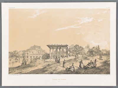 Kilátás egy épületre Iszfahánban, Iránban Kiosque des miroirs Ispahan (cím a tárgyon) Perzsa tájak (sorozat címe) Perse modern (sorozat címe) alkotó: Eugene Flandin