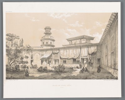 Char Bagh palota Iszfahánban Palais du Tchar-Bach Ispahan (cím a tárgyon) Perzsa tájak (sorozat címe) Perse modern (sorozat címe) alkotó: Eugene Flandin