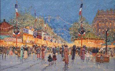 Mézeskalács vásár. Nemzet tér, c. 1930 alkotó: Eugene Galien Laloue