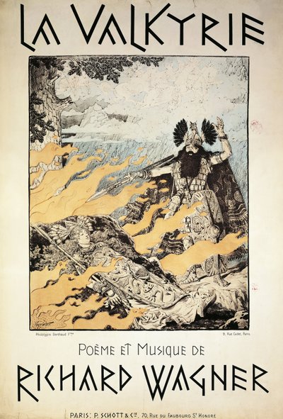 Franciaország, Párizs, Richard Wagner Valkűr plakátja alkotó: Eugene Grasset