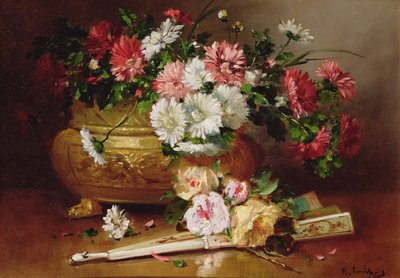 Csendélet legyezővel alkotó: Eugene Henri Cauchois