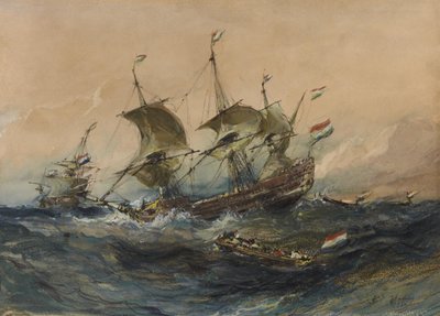 Holland hajók a viharban alkotó: Eugene Isabey