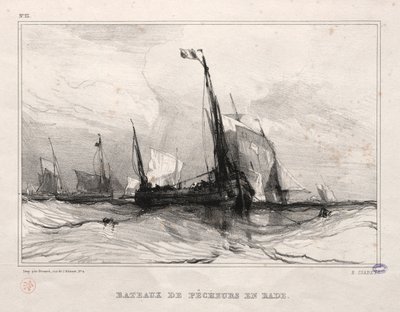 Halászhajók horgonynál, 1836. alkotó: Eugene Isabey