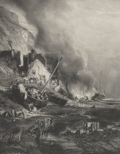 Hajó átszerelése apálykor, 1833. alkotó: Eugene Isabey