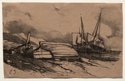Hat tengerészgyalogos: Cover, A Strike, 1833. alkotó: Eugene Isabey