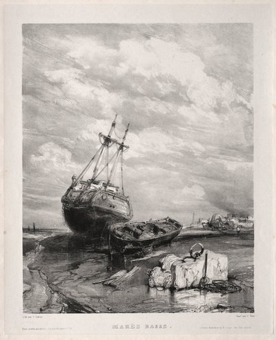 Hat tengerészgyalogos: apály, 1833. alkotó: Eugene Isabey