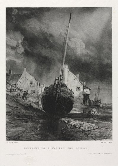 Hat tengerészgyalogos: Saint Valéry-sur-Somme szuvenír, 1833. alkotó: Eugene Isabey