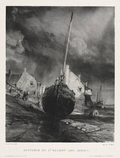 Hat tengerészgyalogos: Szent Valéry sur Somme szuvenírje, 1833. alkotó: Eugene Isabey