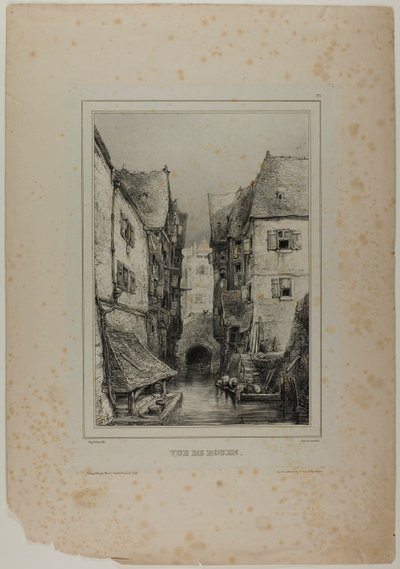 Rouen látképe, harmadik tábla alkotó: Eugene Isabey