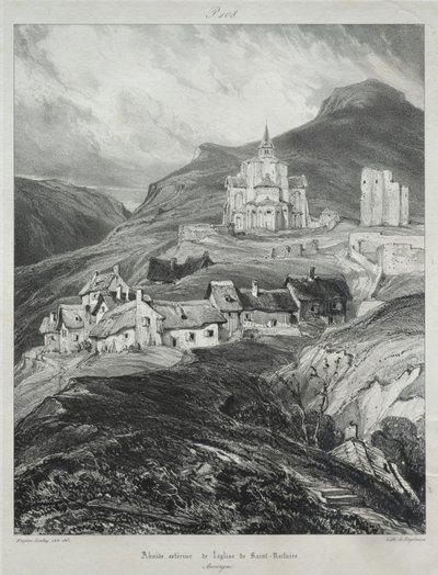 Festői és romantikus utazások az ókori Franciaországban, Auvergne: A Szent Nectaire-templom apszisa alkotó: Eugene Isabey