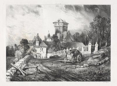 Festői és romantikus utazások az ókori Franciaországban, Auvergne: Château de Pesteil Polminhacban alkotó: Eugene Isabey