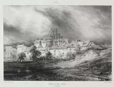 Festői és romantikus utazások az ókori Franciaországban, Auvergne: Château de Pont-Gibaud alkotó: Eugene Isabey