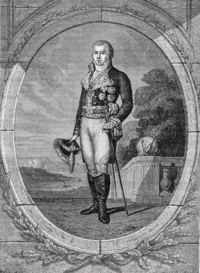 Manuel Godoy y Alvarez de Faria, Blanpain metszete, Louis Blanc (1811-82) "Histoire de la Revolution Francaise" című művéből. alkotó: Eugene Joseph Viollat