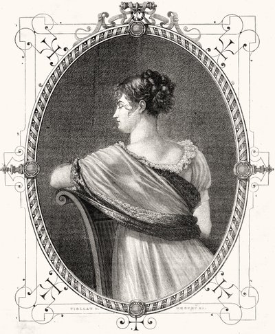 Madame Recamier (1777-1849) portréja, amelyet Antoine Auguste Ernest Hebert (1817-1908) vésett alkotó: Eugene Joseph Viollat