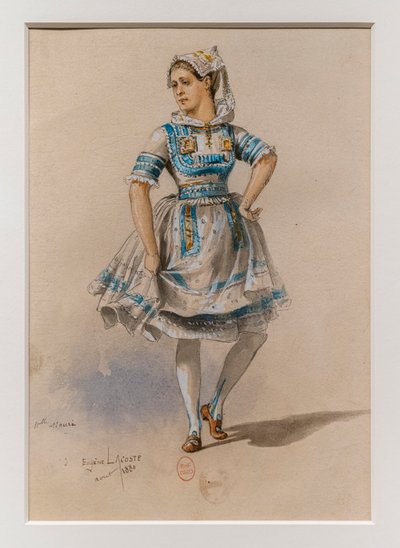 A Korrigane. Charles-Marie Widor balettje, jelmezmodell. 1880, toll, akvarell és gouache papíron. alkotó: Eugene Lacoste