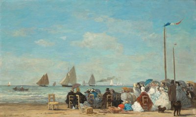 Strandjelenet Trouville-ben, 1863. alkotó: Eugene Louis Boudin