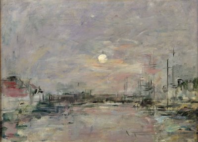 Alkonyat a Le Havre-i kereskedelmi dokknál, 1892-94 körül alkotó: Eugene Louis Boudin