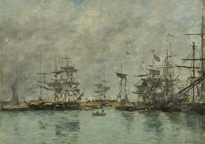 Kikötői jelenet alkotó: Eugene Louis Boudin