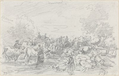 Csordák keresztező patakon, 1877. alkotó: Eugene Louis Boudin
