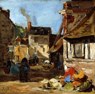 Honfleur, Saint-Catherine Market Place, 1867-1870 alkotó: Eugene Louis Boudin