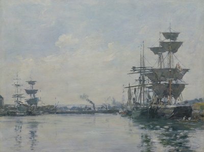 Le Havre, hajók egy medencében alkotó: Eugene Louis Boudin