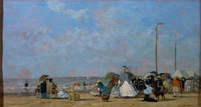 A Trouville Beachen, Eugene Boudin festménye alkotó: Eugene Louis Boudin