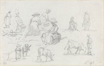 Parasztok és tehenek [recto], 1877. alkotó: Eugene Louis Boudin