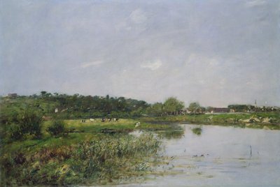 Folyópart, La Touques, 1890 alkotó: Eugene Louis Boudin