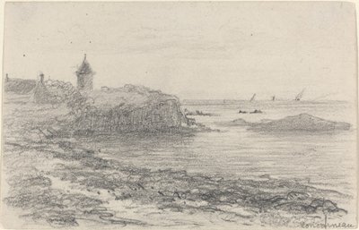 A Concarneau-i tengerpart, 19. század közepe, vége. alkotó: Eugene Louis Boudin