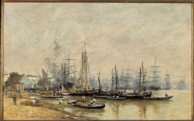 Bordeaux Vessels kikötője a Garonne-on. Eugene Louis Boudin (1824-1898) festménye 1874 V. 0,41x0,65 m Párizs, Muse d