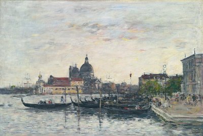 Velence, a Vakond a Canal Grande bejáratánál és a tisztelgés, este, 1895 alkotó: Eugene Louis Boudin