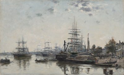 Bordeaux látképe a Quai des Chartrons felől alkotó: Eugene Louis Boudin