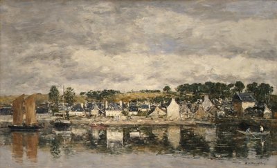Falu egy folyó mellett, valószínűleg 1867-ben. alkotó: Eugene Louis Boudin