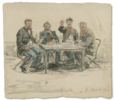 A Saint-Siméon farmon (Jongkind, Émile van Marcke, Claude Monet és „Achard atya”), kb. 1867 (akvarell és ceruza papíron) alkotó: Eugene Louis Boudin