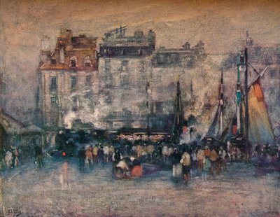 „A tengeri vonat indulása”, 1907 alkotó: Eugene Louis Gillot