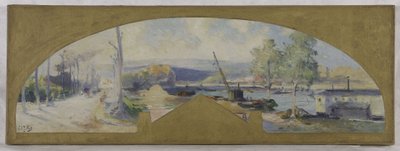 Az Issy-les-Moulineaux-i városháza vázlata: La Seine à Issy-les-Moulineaux, 1901 körül (olaj, vászon) alkotó: Eugene Louis Gillot