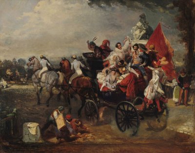 Karneváli jelenet, Place de la Concorde, 1834. alkotó: Eugene Louis Lami