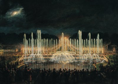 Megvilágított szökőkút bemutató a Bassin de Neptune-ban Francisco de Assisi de Bourbon herceg (1822-1902) tiszteletére 1864. augusztus 21. alkotó: Eugene Louis Lami